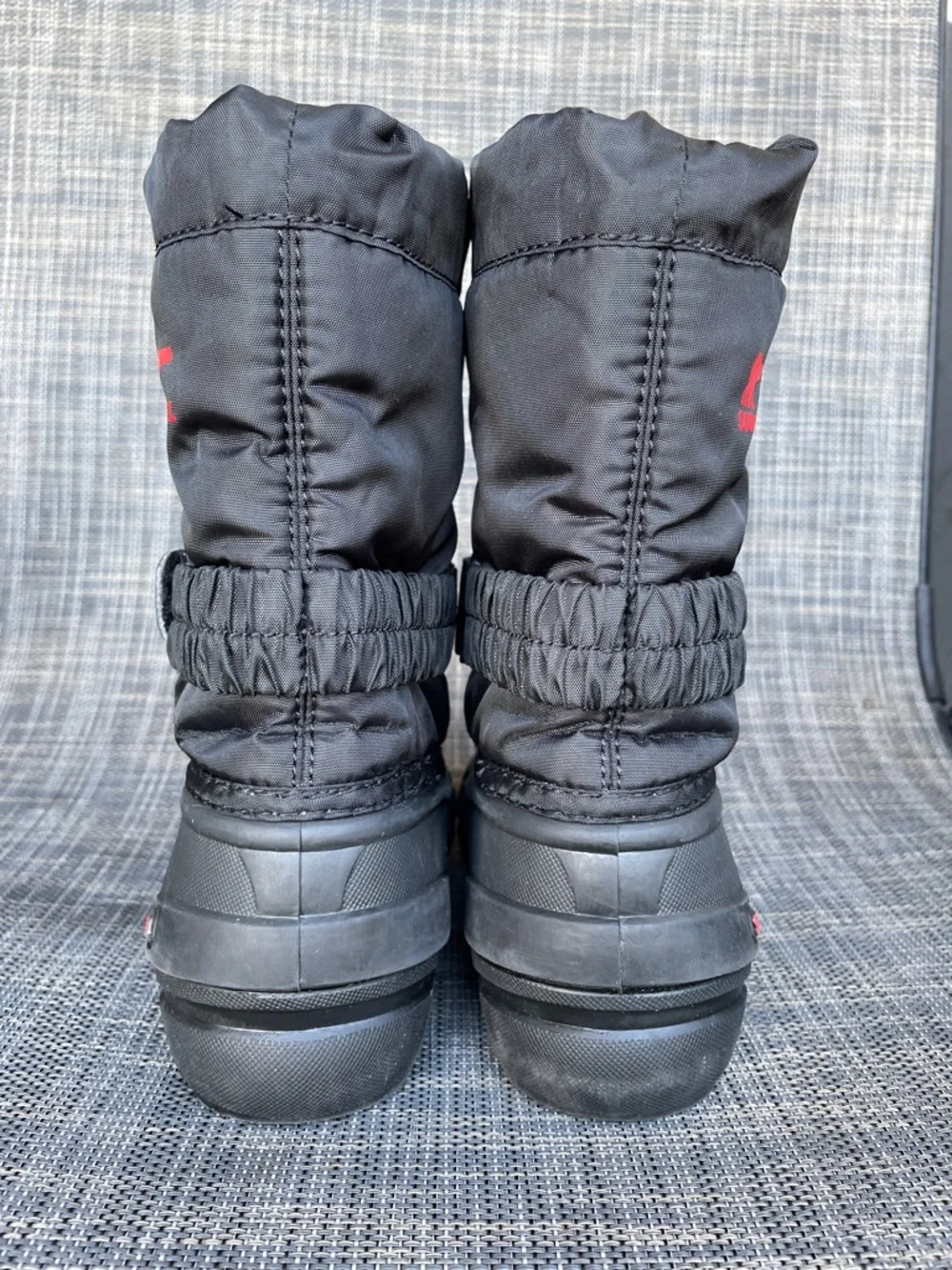 Sorel Kids' Flurry Snow Boots Waterproof Black Red Winter Insulated Shoes s 10